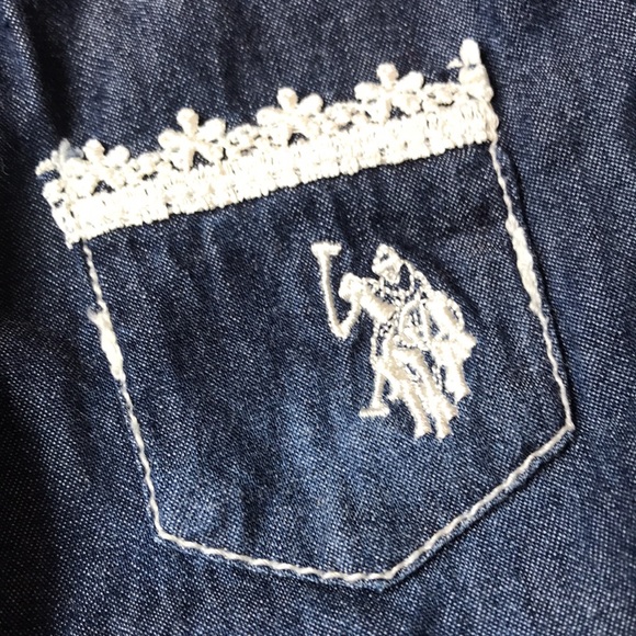 ❌SOLD❌ US POLO ASSN. Girls 18mo dress - denim & eyelet lace. - EUC - Picture 6 of 7